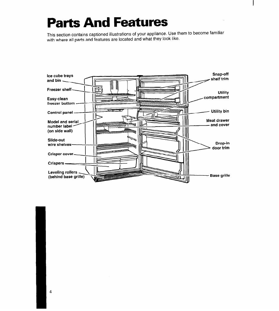 Parts and features | Whirlpool 3ET16NK User Manual | Page 5 / 26