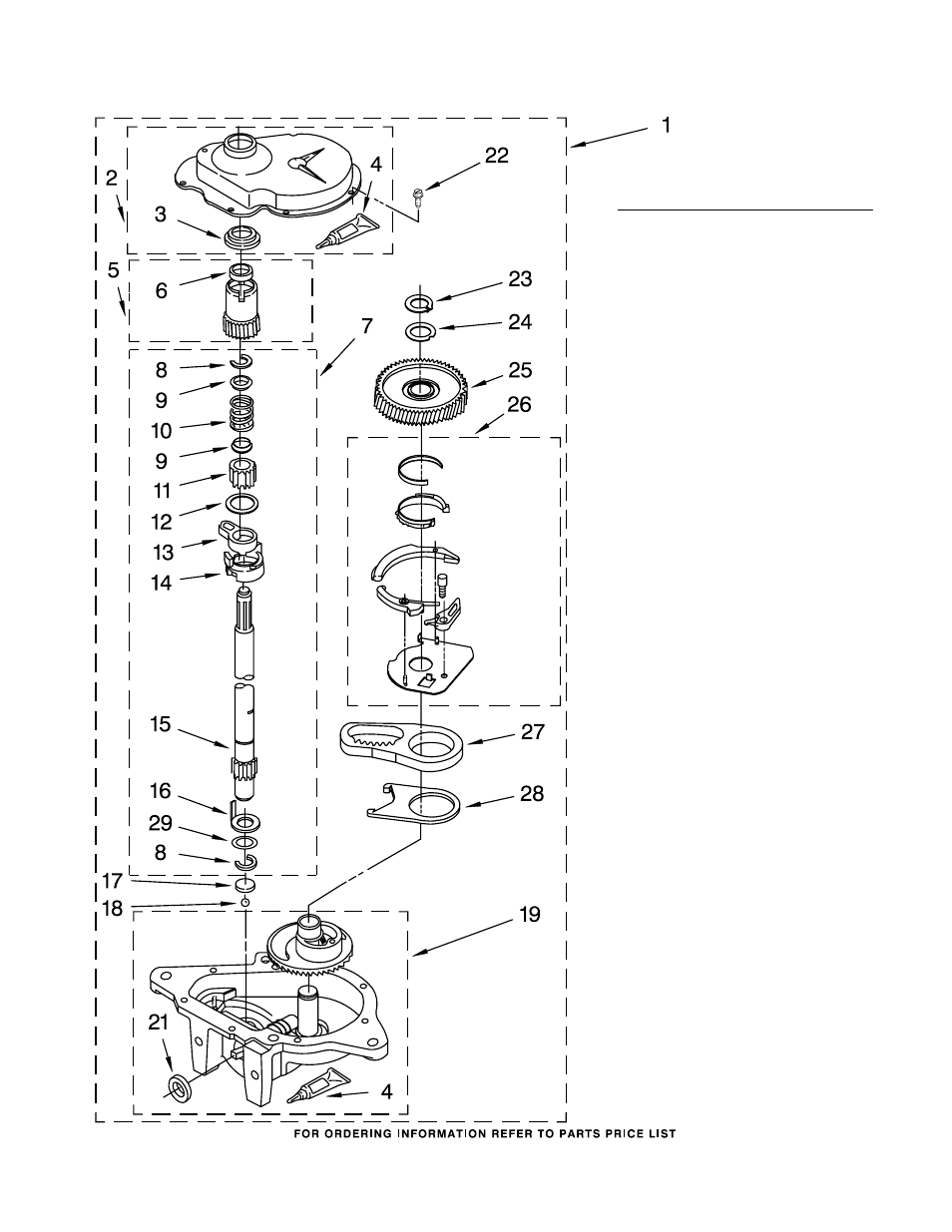 Gearcase, Gearcase parts | Whirlpool LTE5243DT3 User Manual | Page 15 / 18