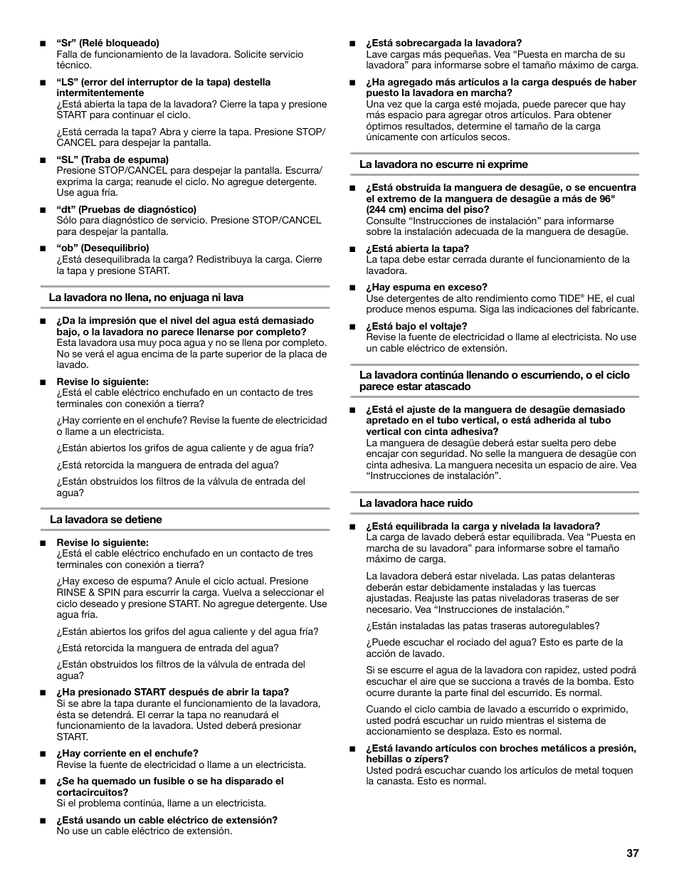 Whirlpool GVW9959KL0 User Manual | Page 37 / 64