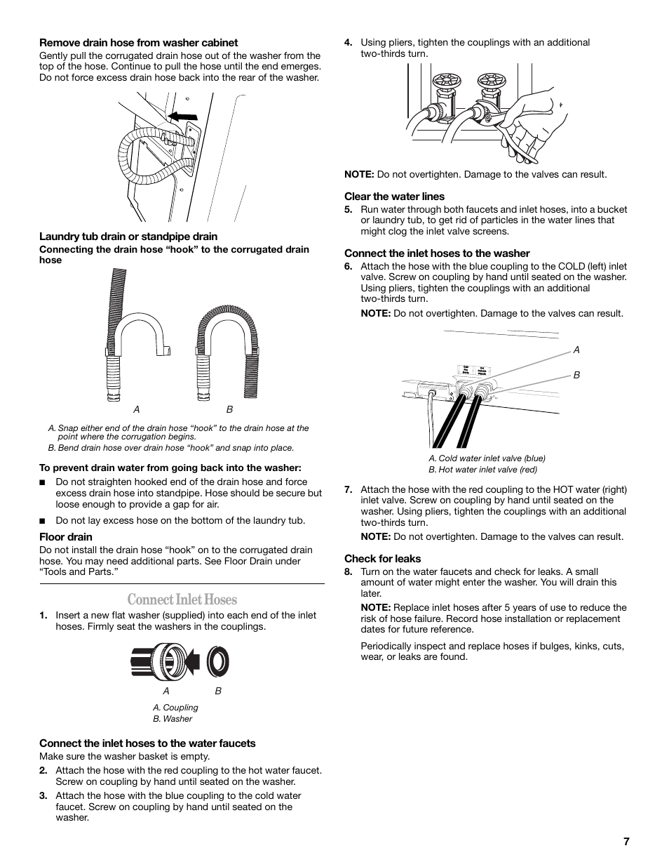 Connect inlet hoses | Whirlpool GVW9959KL0 User Manual | Page 7 / 64