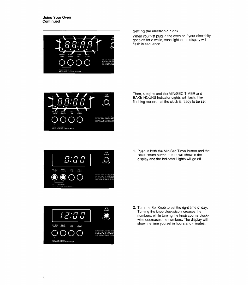 Setting the electronic clock | Whirlpool RB170PXX User Manual | Page 6 / 32