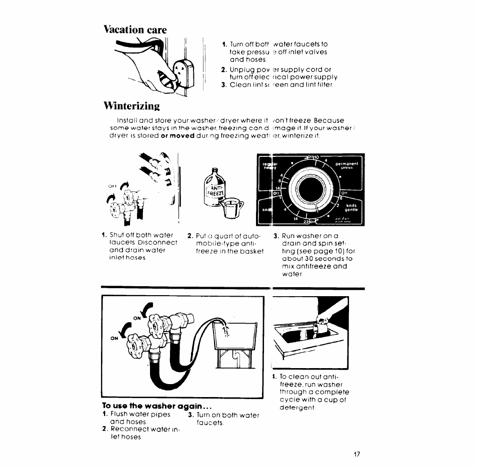 Vacation care | Whirlpool LT5009XM User Manual | Page 17 / 20