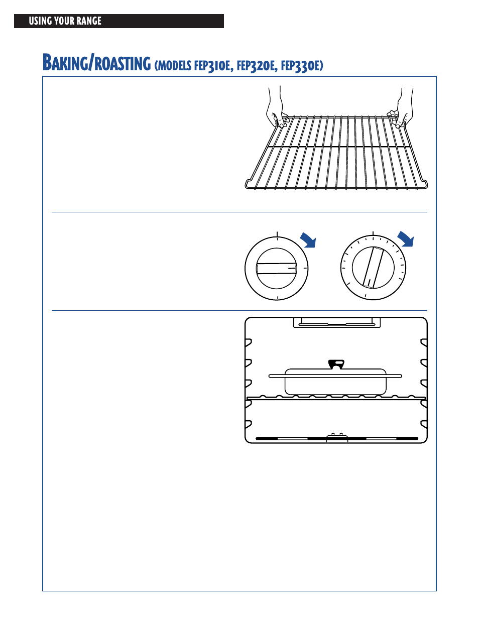 Aking, Roasting, Models | Using your range | Whirlpool FES364E User Manual | Page 18 / 48