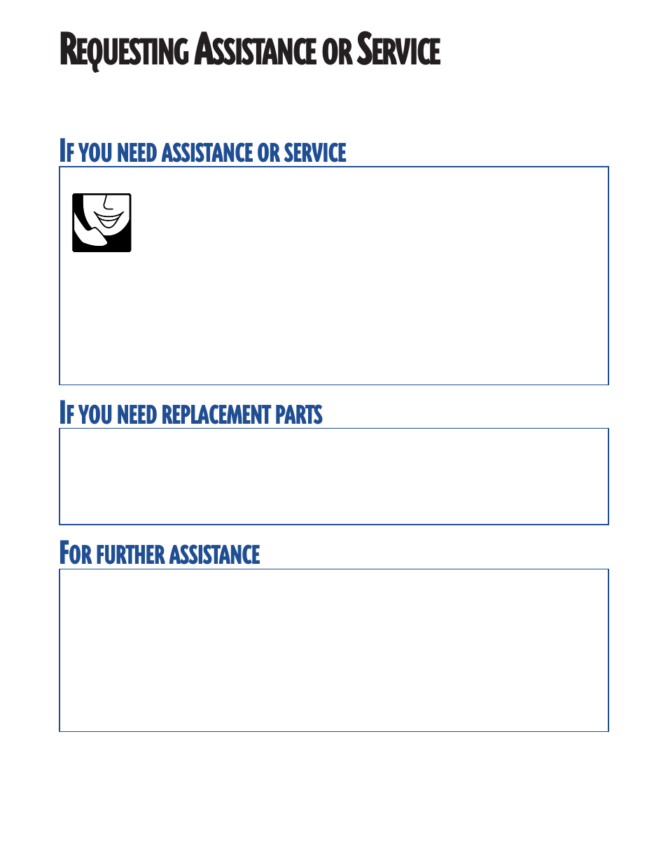 Requesting assistance or service, Equesting, Ssistance | Ervice, Need, Assistance, Service, Replacement, Parts, Further | Whirlpool FES364E User Manual | Page 44 / 48