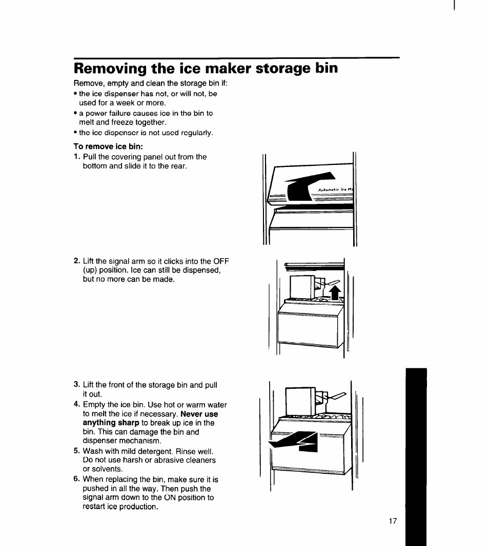 Removing the ice maker storage bin | Whirlpool 8ED22DQ User Manual | Page 18 / 30