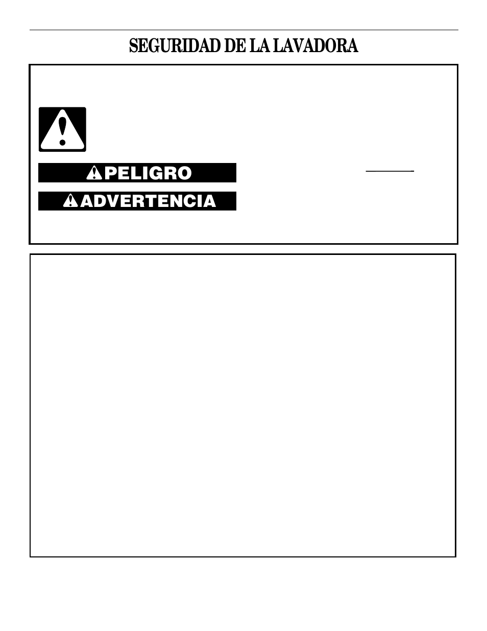 Spanish version, Seguridad de la lavadora, Peligro | Advertencia, Instrucciones importantes de seguridad, Guarde estas instrucciones | Whirlpool 3XLSQ7533 User Manual | Page 13 / 35