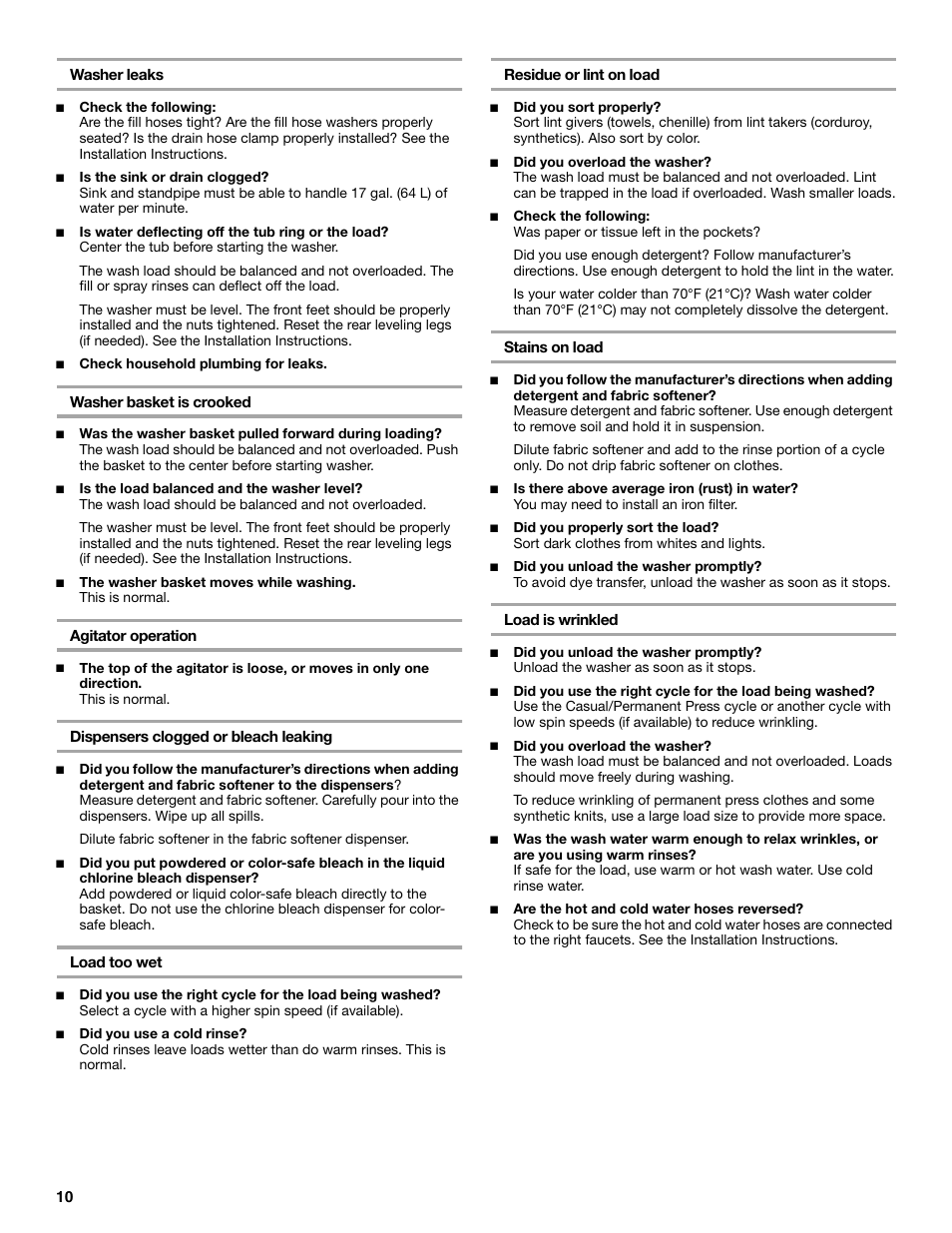 Whirlpool 2DLSQ8000JQ3 User Manual | Page 10 / 20