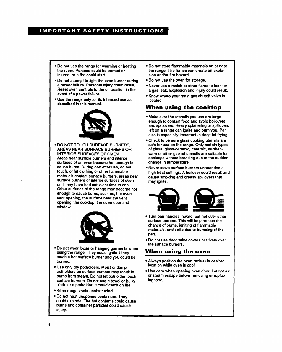 When using the cooktop, When using the oven | Whirlpool SF317PEY User Manual | Page 4 / 28