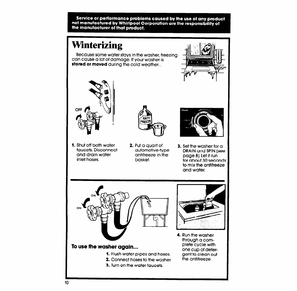 Winterizing | Whirlpool LA3800XS User Manual | Page 10 / 12