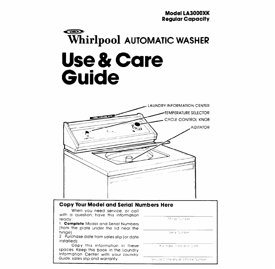 Whirlpool LA3000XK User Manual | 12 pages