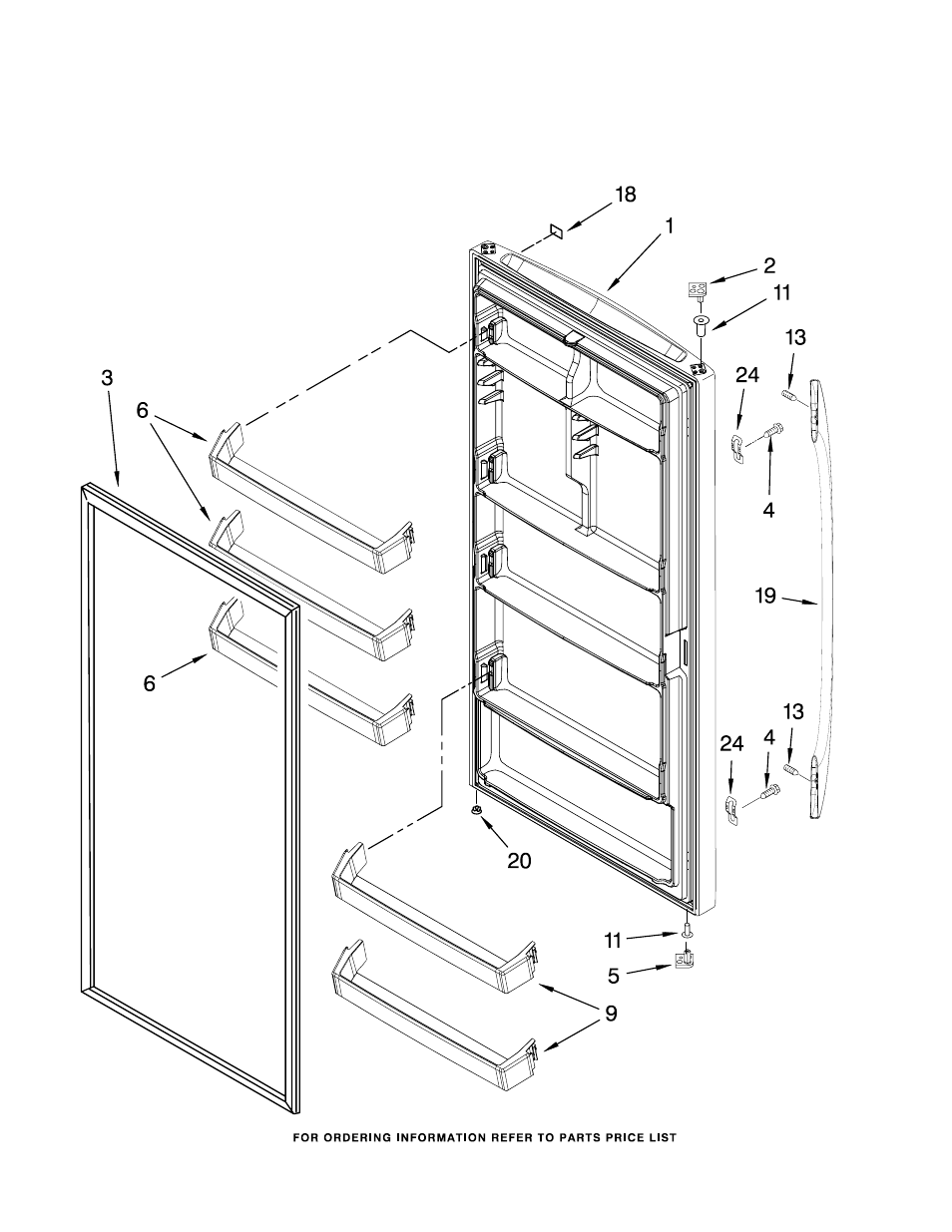 Door, Door parts | Whirlpool EV181NZRQ00 User Manual | Page 5 / 9