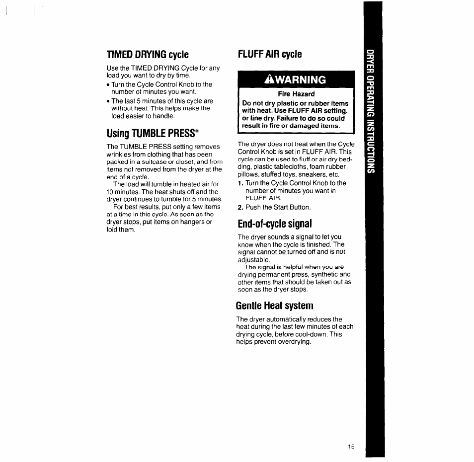 Warning | Whirlpool LT5004XV User Manual | Page 15 / 20