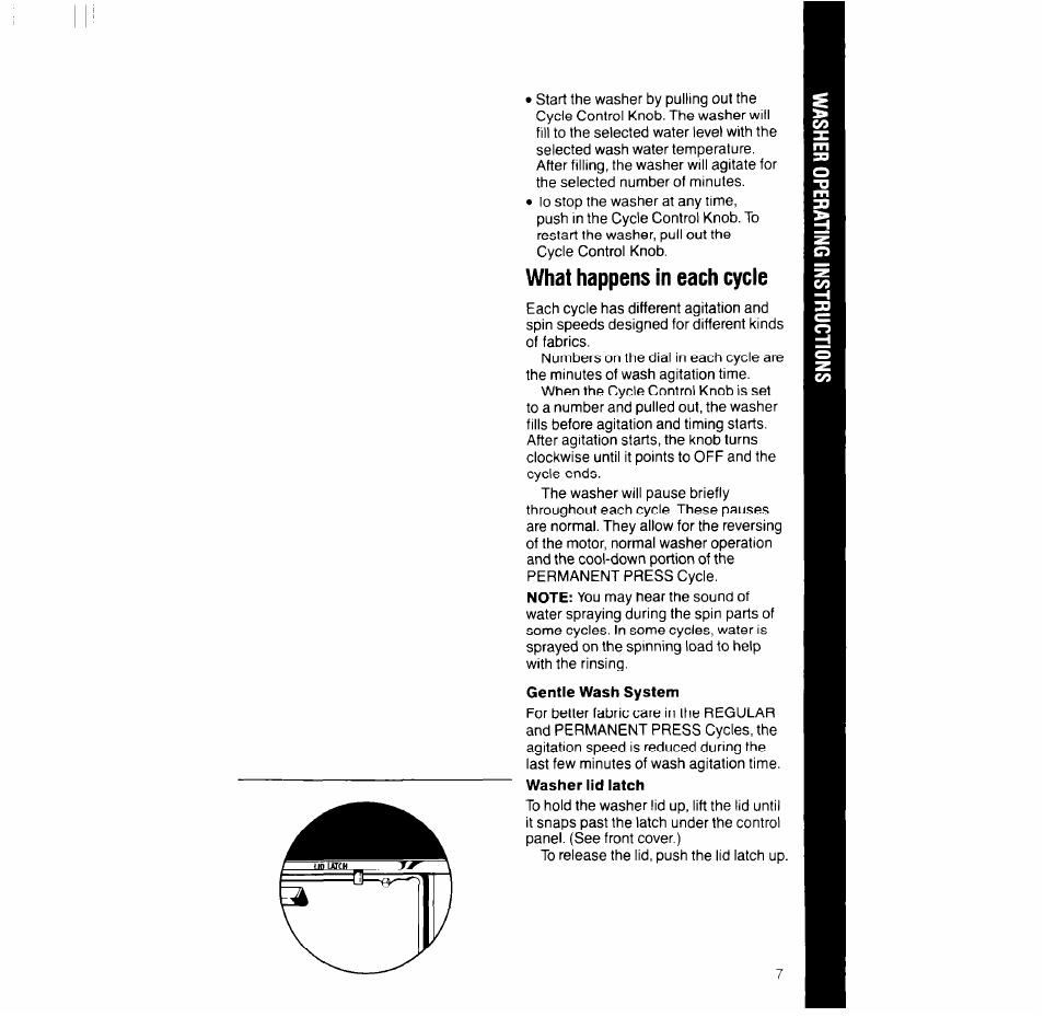 Gentle wash system, What happens in each cycle | Whirlpool LT5004XV User Manual | Page 7 / 20