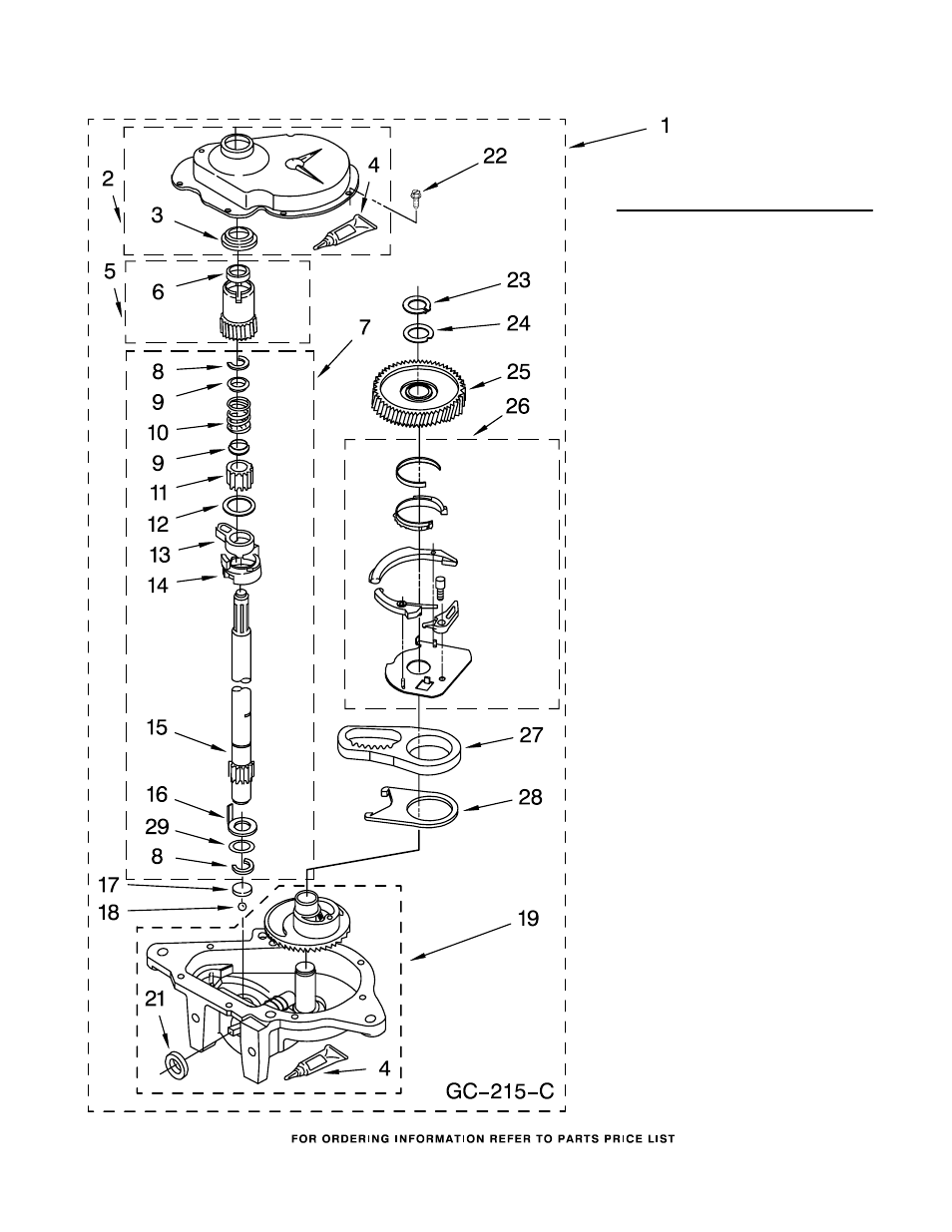Gearcase, Gearcase parts | Whirlpool LTE5243DQ5 User Manual | Page 15 / 19