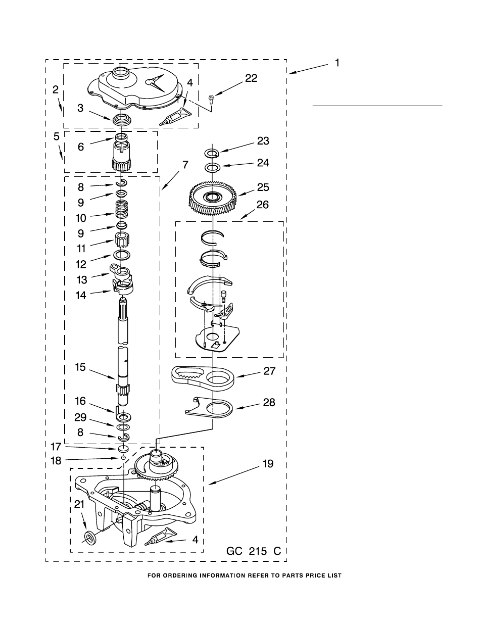 Gearcase, Gearcase parts | Whirlpool LTG5243DQ6 User Manual | Page 15 / 20
