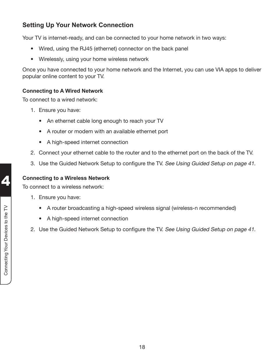 Setting up your network connection, Connecting to a wired network, Connecting to a wireless network | Whirlpool XVT3D424SV User Manual | Page 30 / 74