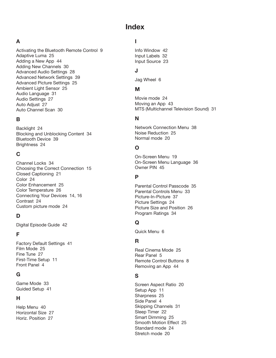 Index | Whirlpool XVT3D424SV User Manual | Page 71 / 74