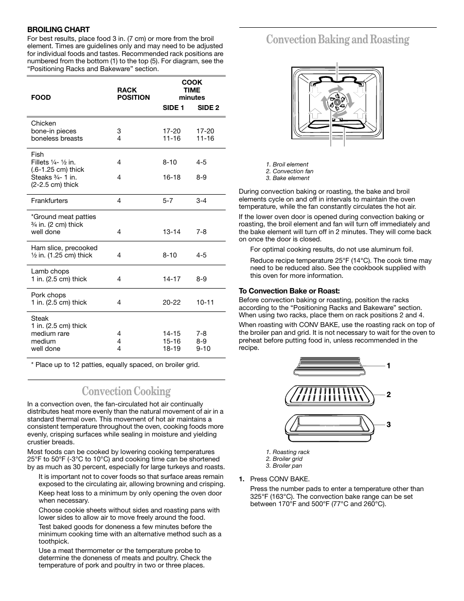 Convection cooking, Convection baking and roasting | Whirlpool GSC278 YGSC278 User Manual | Page 10 / 16