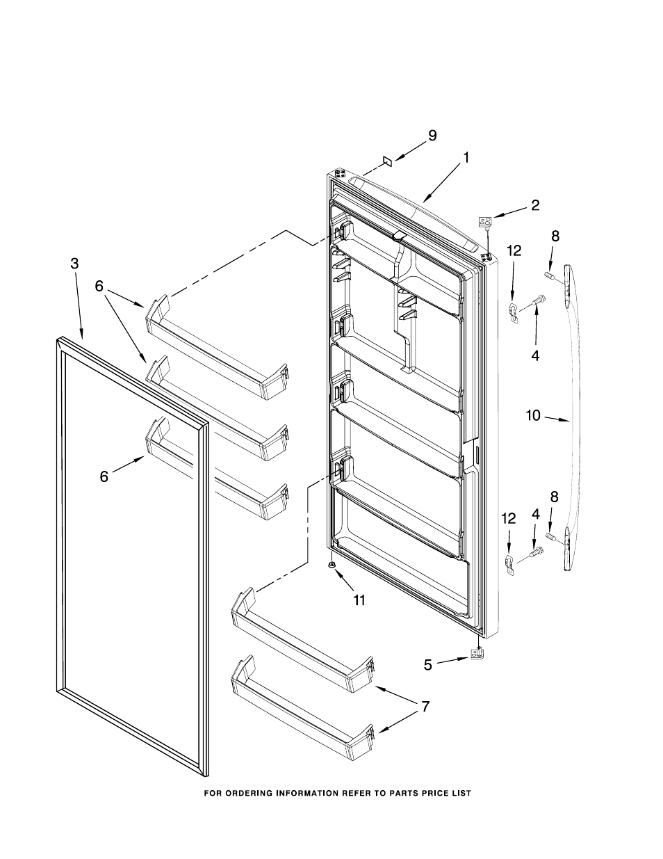 Door, Door parts | Whirlpool EV181NZRQ User Manual | Page 5 / 9