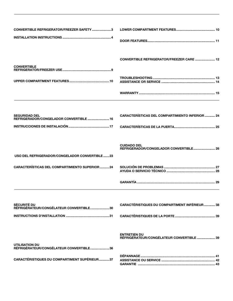 Whirlpool FREEZERATOR CONVERTIBLE REFRIGERATOR/FREEZER User Manual | Page 2 / 44