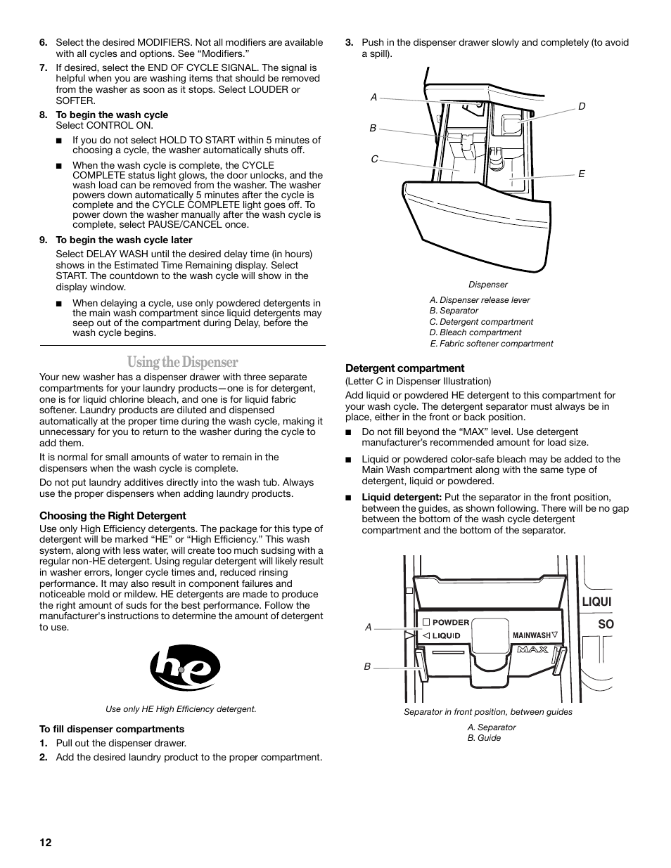Using the dispenser | Whirlpool 8182674 User Manual | Page 12 / 68