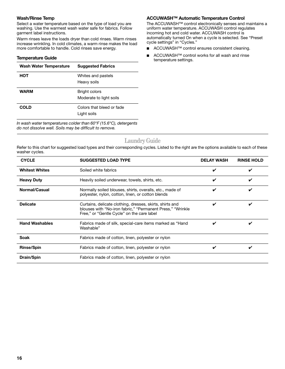 Laundry guide | Whirlpool 8182674 User Manual | Page 16 / 68