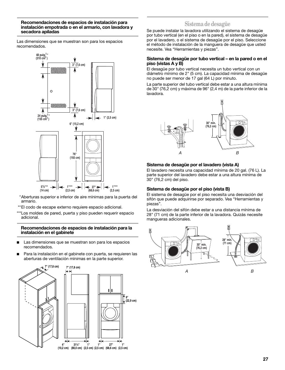 Sistema de desagüe | Whirlpool 8182674 User Manual | Page 27 / 68