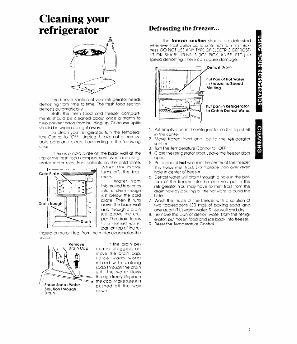 Cleaning your refrigerator, Defrosting the freezer | Whirlpool ET14DC User Manual | Page 7 / 12