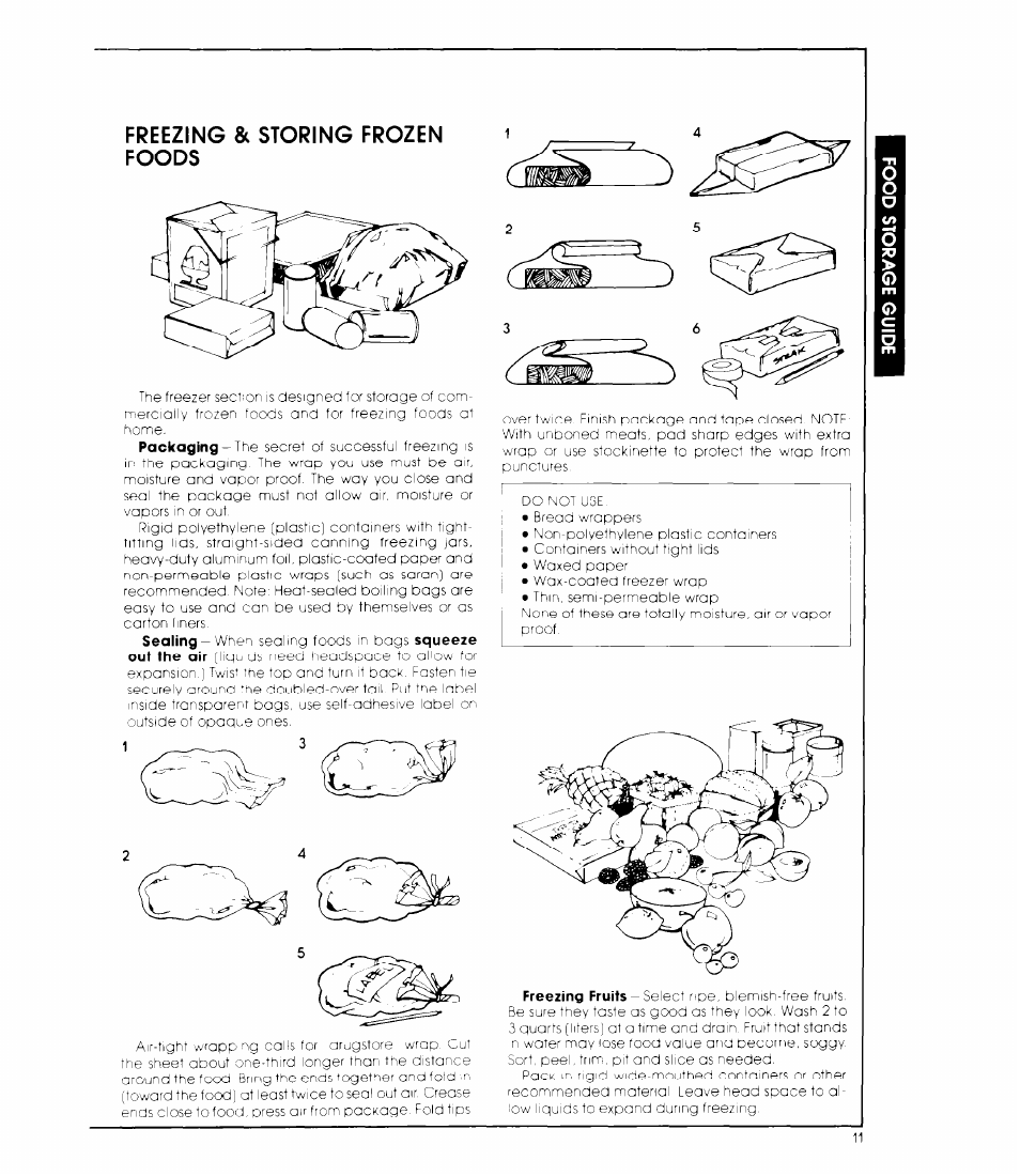 Freezing & storing frozen foods | Whirlpool EB19MK User Manual | Page 11 / 16