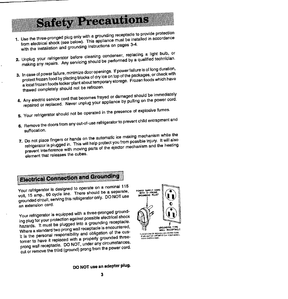 Safety precautions | Whirlpool Blue Creek JRSD209A User Manual | Page 3 / 19