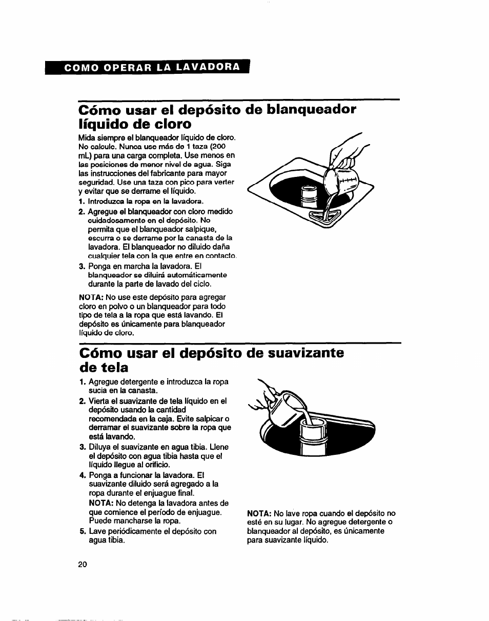 Cómo usar el depósito de suavizante de tela | Whirlpool 7LSC9245BN0R User Manual | Page 45 / 61
