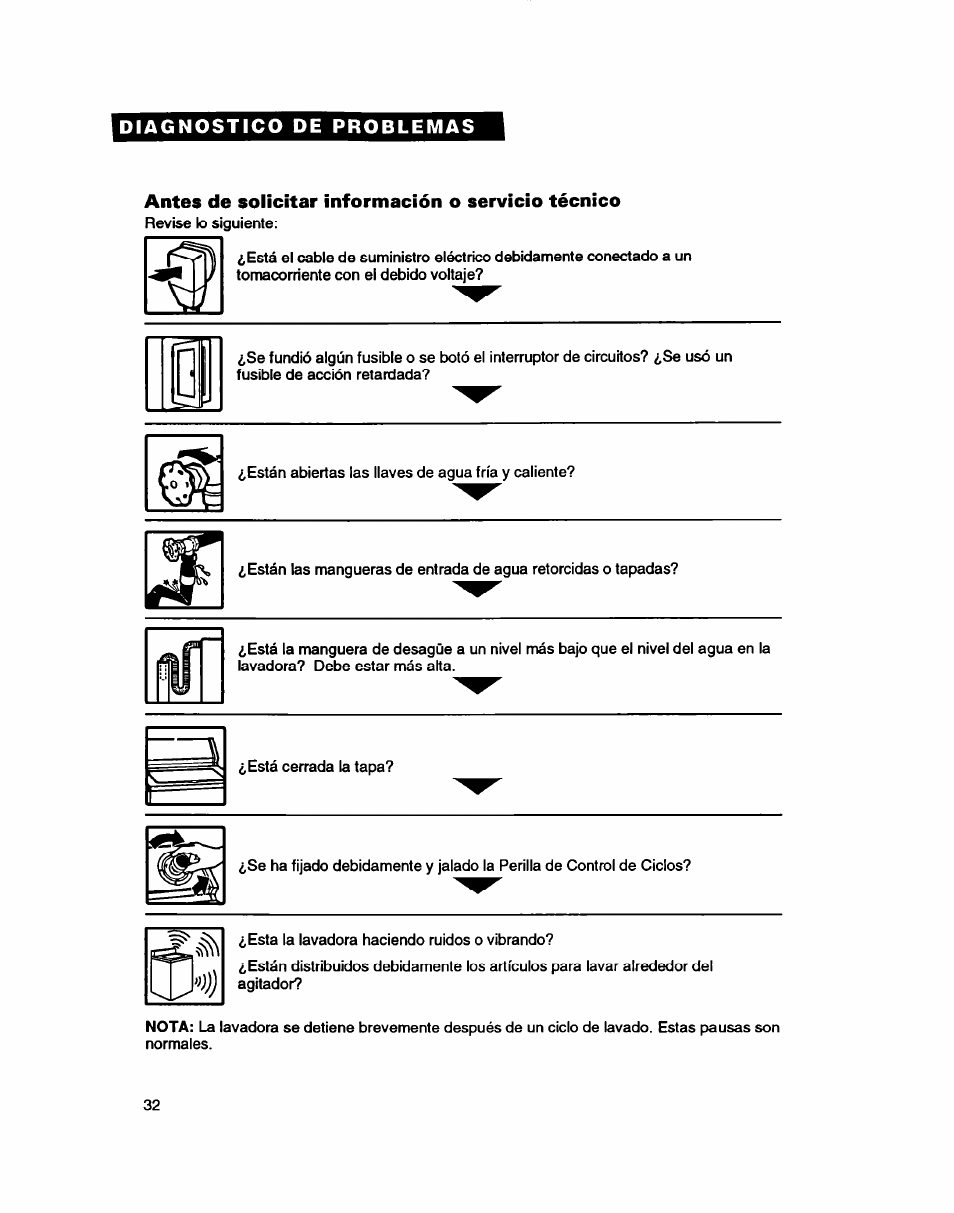 Antes de solicitar información o servicio técnico | Whirlpool 7LSC9245BN0R User Manual | Page 57 / 61