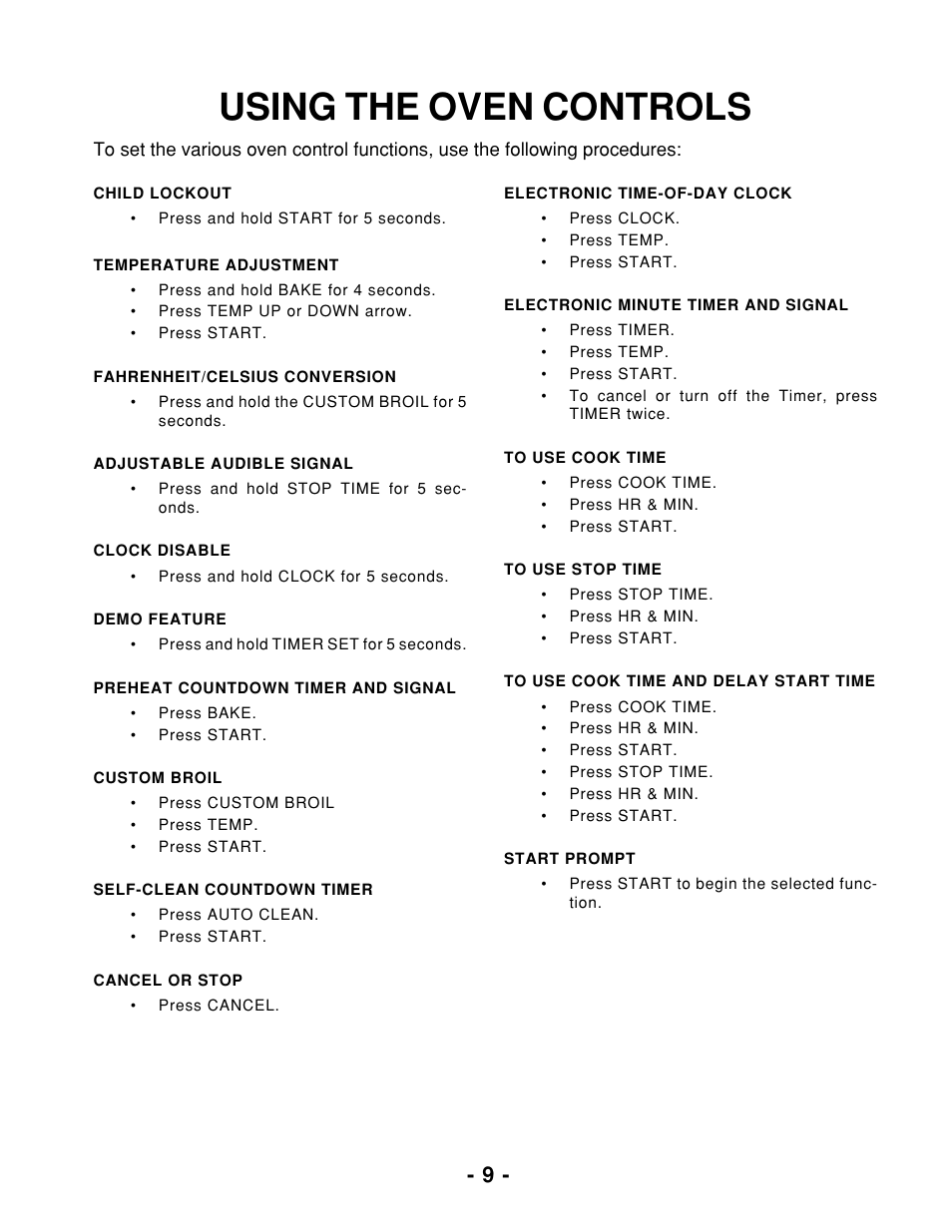 Using the oven controls | Whirlpool 465 User Manual | Page 11 / 32