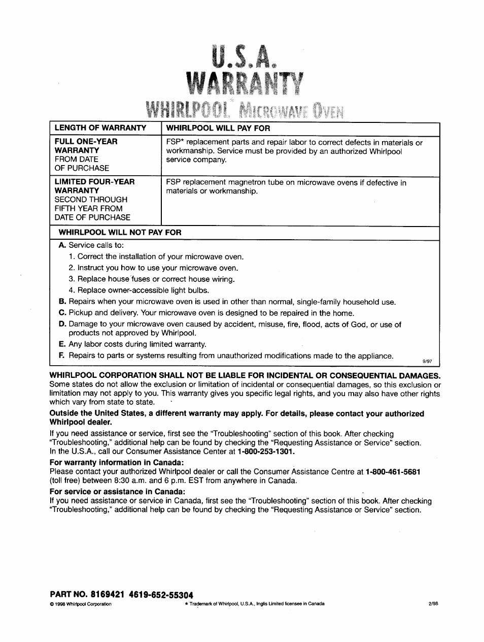 Whirlpool GH7145XF User Manual | Page 47 / 47
