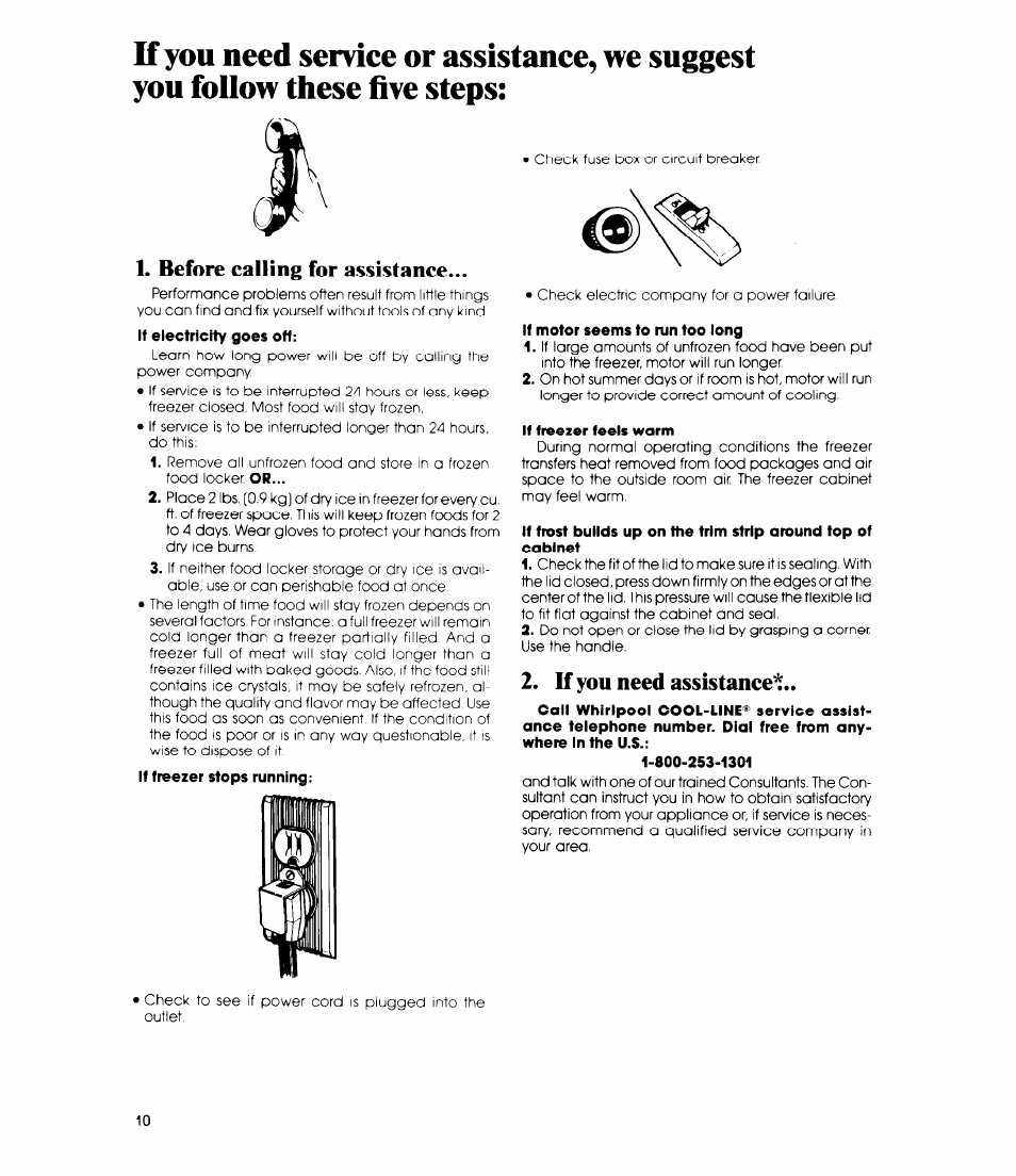 Before calling for assistance, If you need assistance | Whirlpool EH230F User Manual | Page 10 / 12