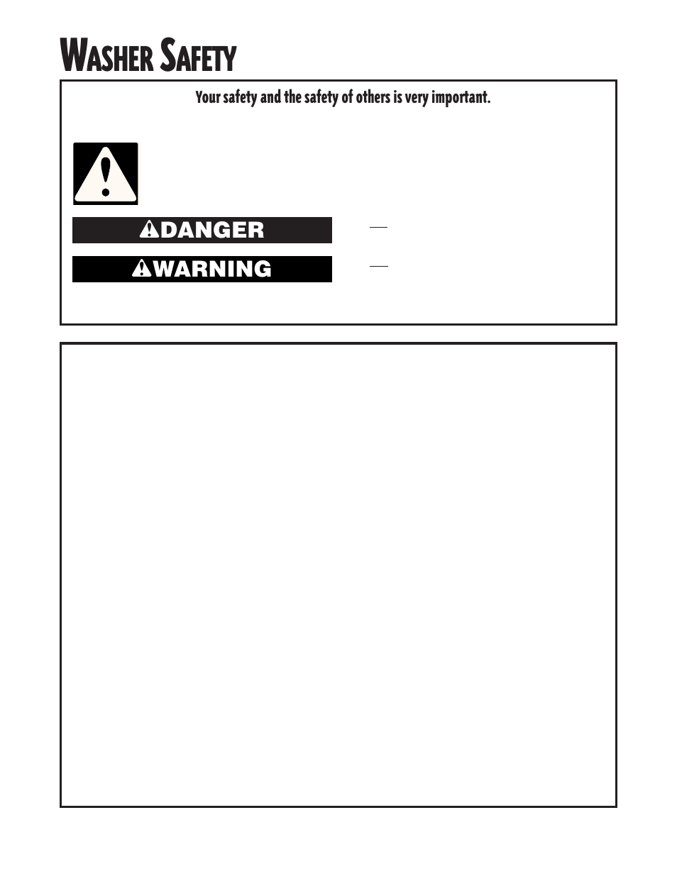 Safety, Asher, Afety | Wdanger w warning | Whirlpool 6LSR7244EQ0 User Manual | Page 3 / 16