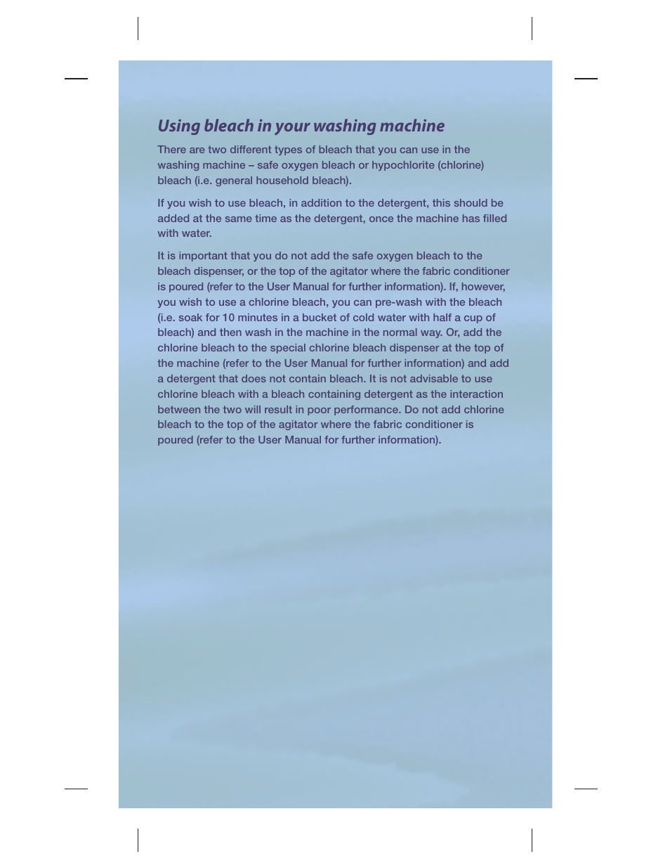 Using bleach in your washing machine | Whirlpool AMERICAN HEAVY DUTY LAUNDRY PRODUCTS W10131548B User Manual | Page 6 / 12