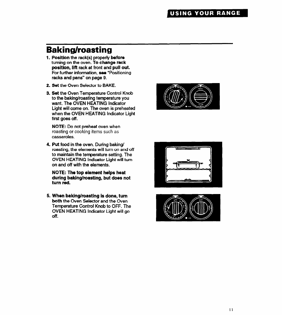Baking/roasting | Whirlpool FEP310Y User Manual | Page 11 / 26
