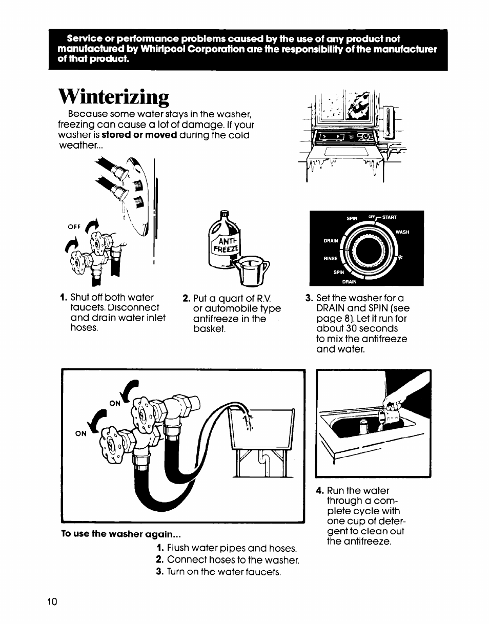Winterizing | Whirlpool LA6150XS User Manual | Page 10 / 12