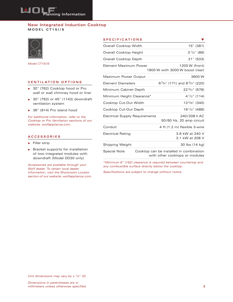 Wolf CT15I/S User Manual | Page 3 / 6