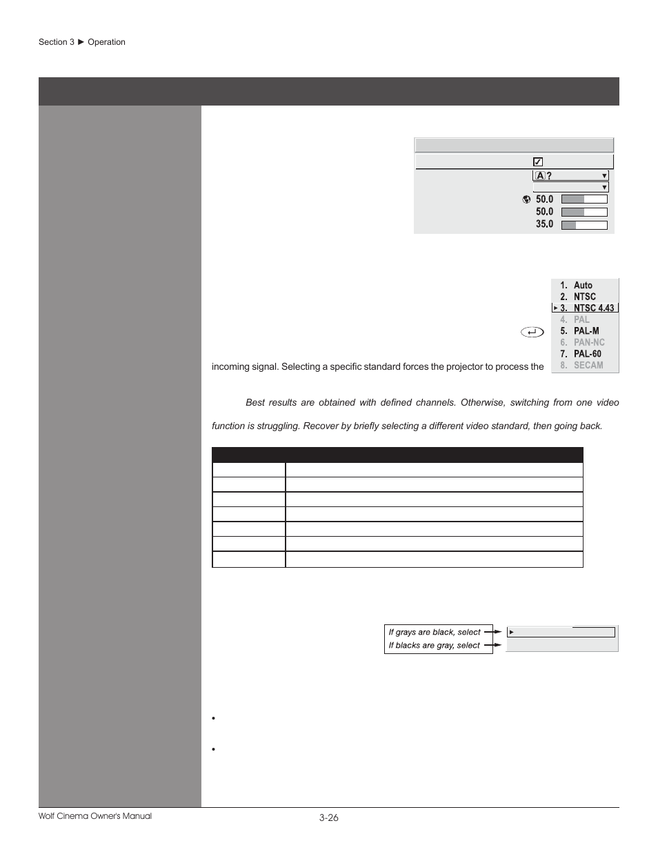 Video options | Wolf DCX-1000I User Manual | Page 50 / 152