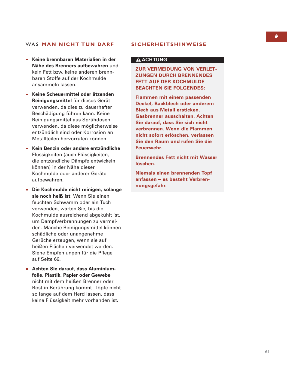 Wolf MULTI FUNCTION COOKTOP ICBIM15 User Manual | Page 61 / 72