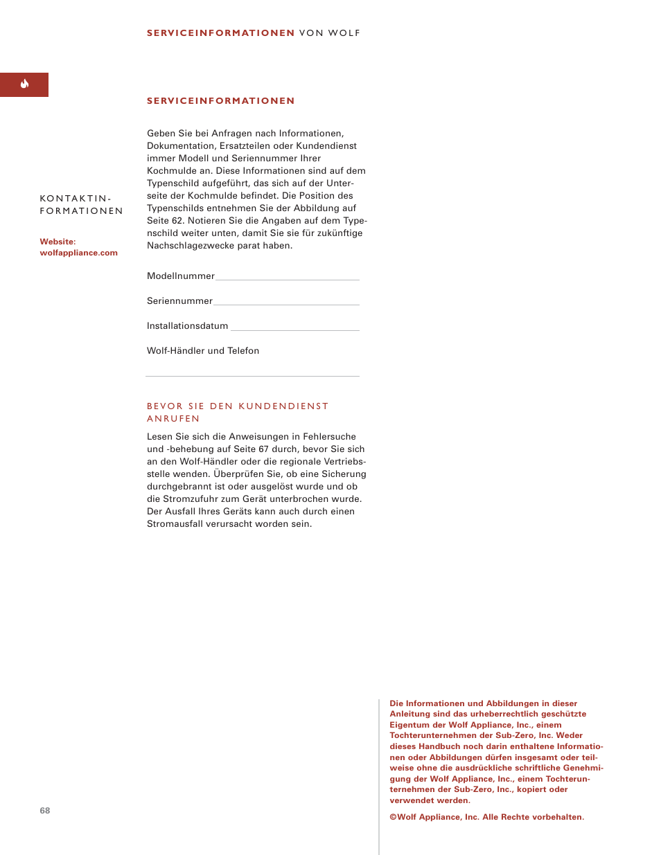 Wolf MULTI FUNCTION COOKTOP ICBIM15 User Manual | Page 68 / 72