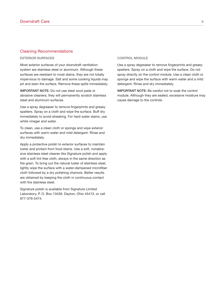 Wolf Downdraft Ventilation User Manual | Page 8 / 12