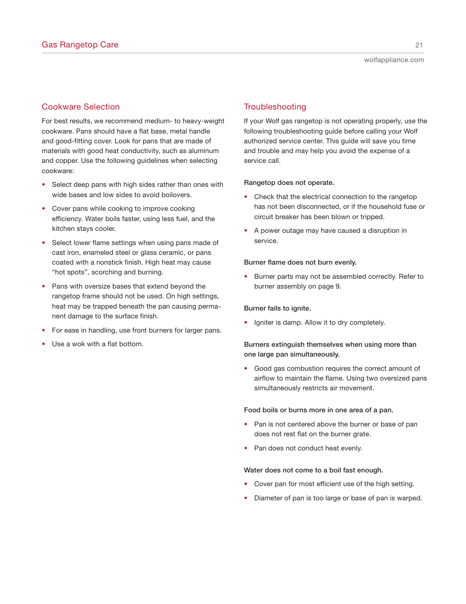 Wolf Range User Manual | Page 21 / 24