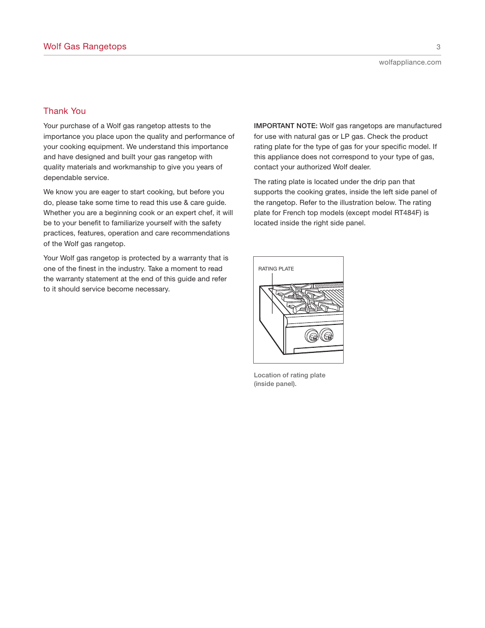 Wolf Range User Manual | Page 3 / 24