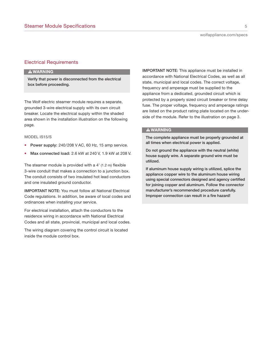Wolf IS15/S User Manual | Page 5 / 12