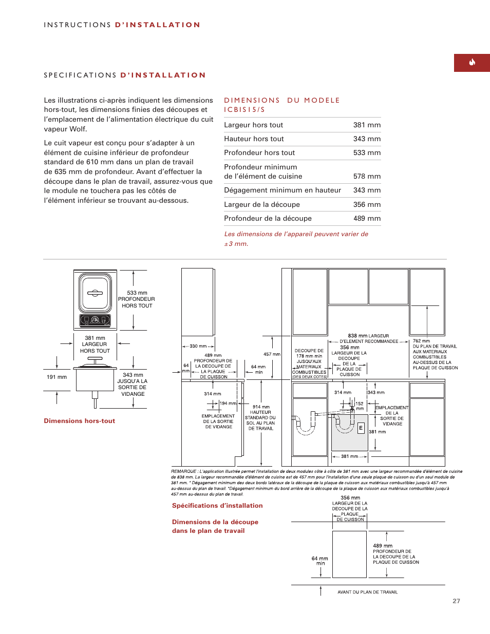 Wolf ICBIS15/S User Manual | Page 26 / 43