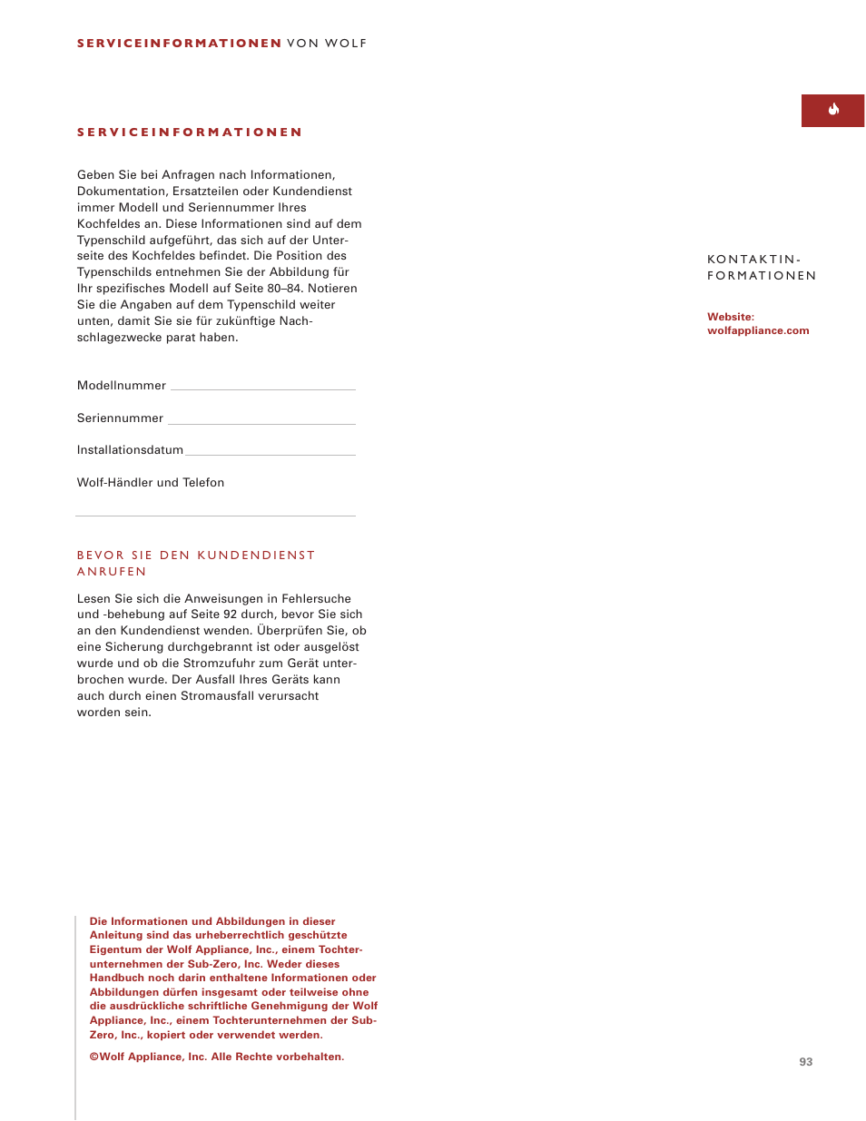 Wolf ICBCT36EU User Manual | Page 93 / 94