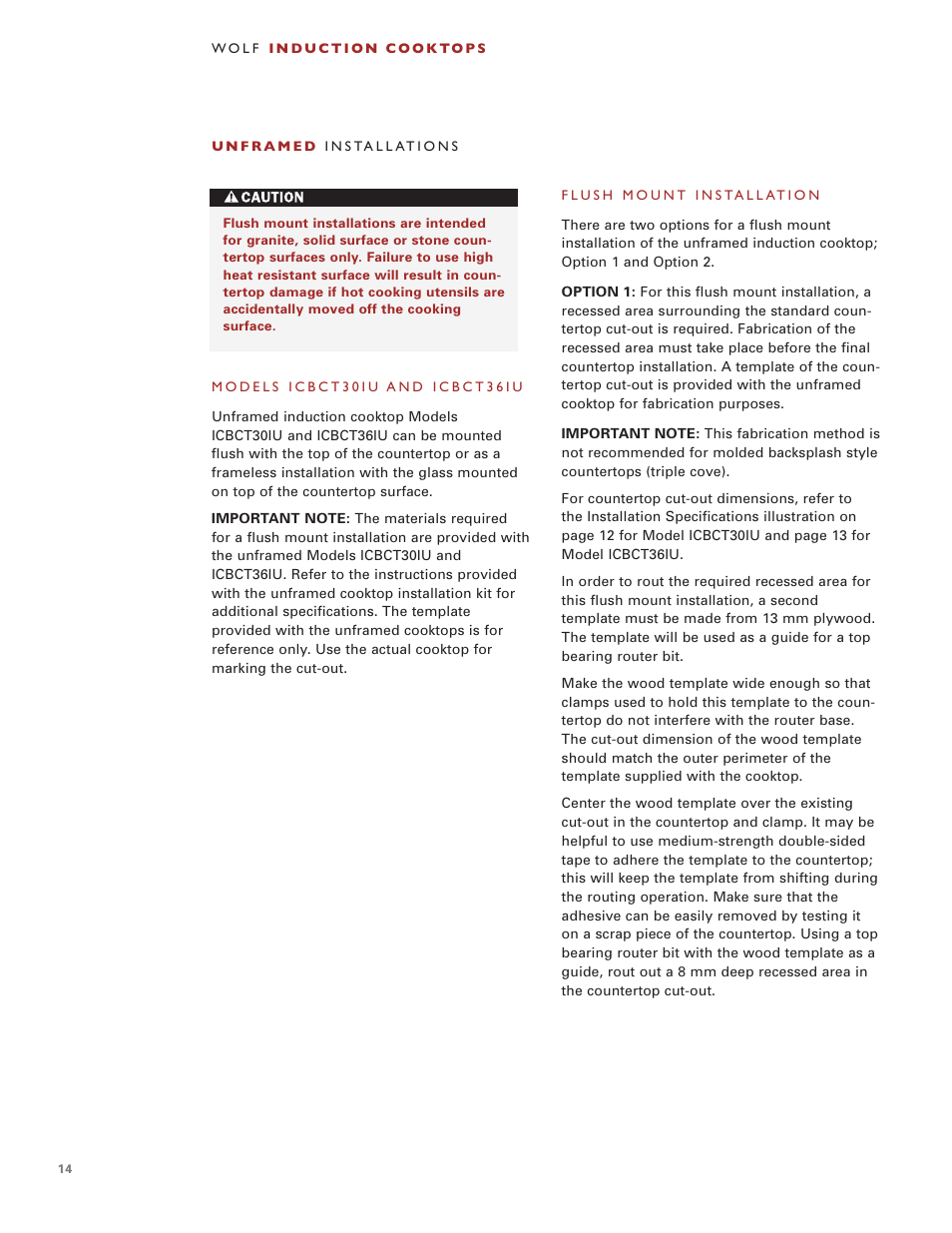 Wolf Induction s ICBCT30I User Manual | Page 14 / 88